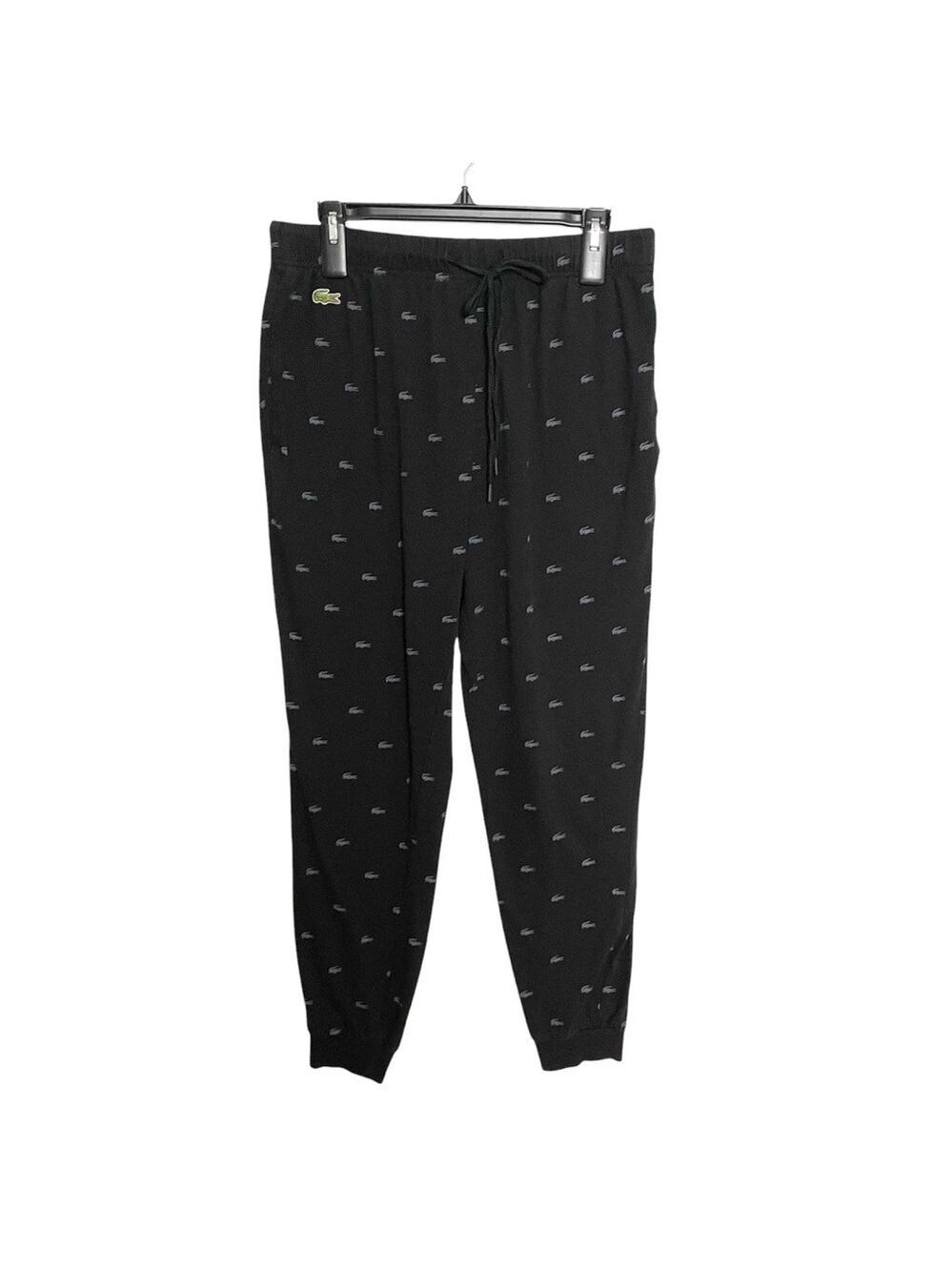 Lacoste Black Tonal Croc Logo Jogger Pants Men’s Size Medium Lounge